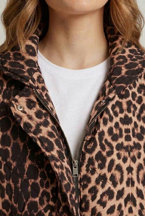 Izabel London Animal Print High Neck Puffer Jacket