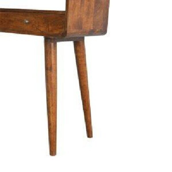 Wyld Haus Ostuni Curved Mango Wood Chestnut Console Table 2 Drawers Open Shelf