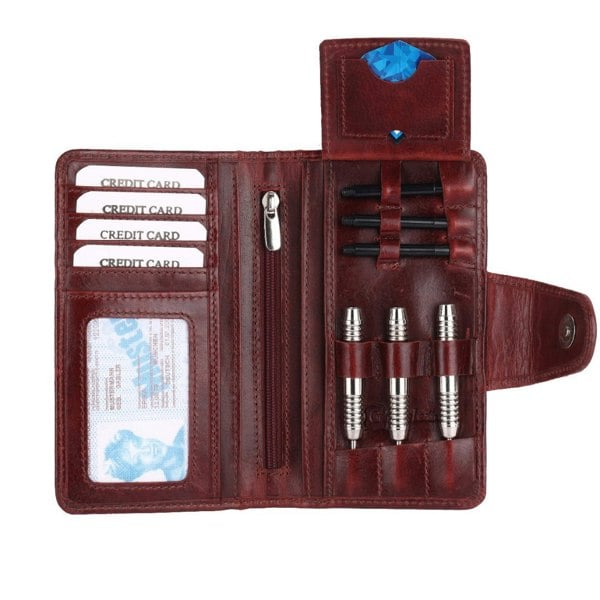 SPORTGIFTZ The Ultimate Buffalo Leather Darts Wallet - Red