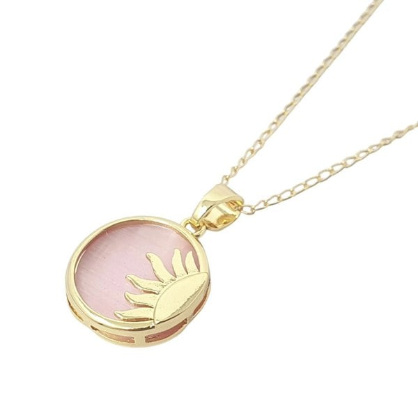 Sun Pendant Celestial Coin Dainty Gold Plated Necklace