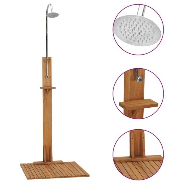 Berkfield Garden Shower 75x75x210 cm Solid Teak Wood