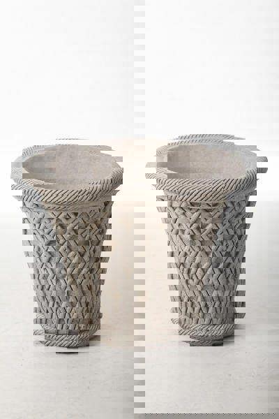 Pair of Large Wicker pattern Stone Plant pot