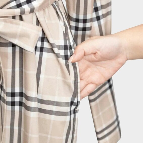 Burberry Soft Fawn Check Cotton Belted Dress Beige