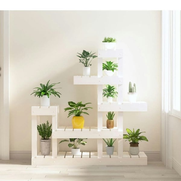 Berkfield Plant Stand White 92x25x97 cm Solid Wood Pine