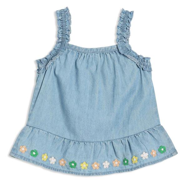 Mini Cuddles Baby Girls Floral Embroidered 2pc Set, Blue
