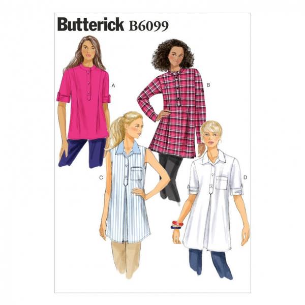 Butterick Sewing Pattern 6099, Tops, Tunics for Women, XSM-SML-MED - Easy