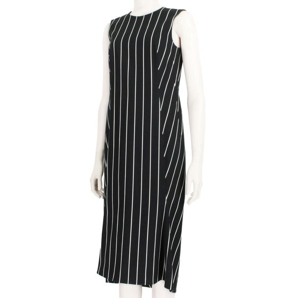 Balenciaga bold pinstripe dress in a luxuriously thick twill cotton