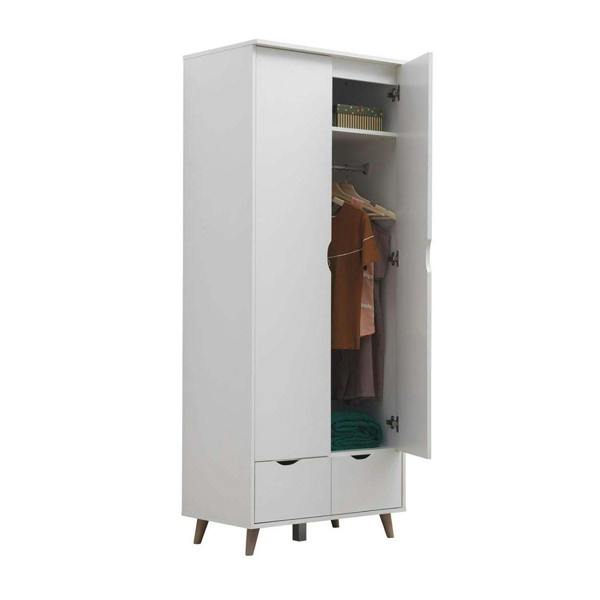 Timber Art Design Pulford 2 Door Double Wardrobe In White  Bedroom Furniture Storage Cupboard