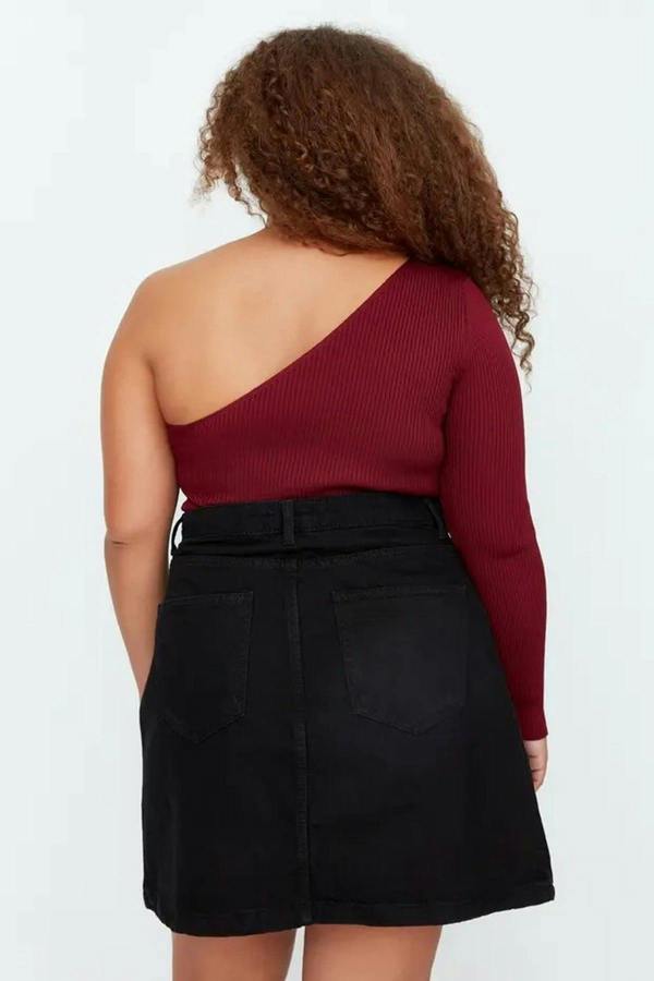 WOVCOR High Waist 100% Cotton A-Shape Denim Skirt