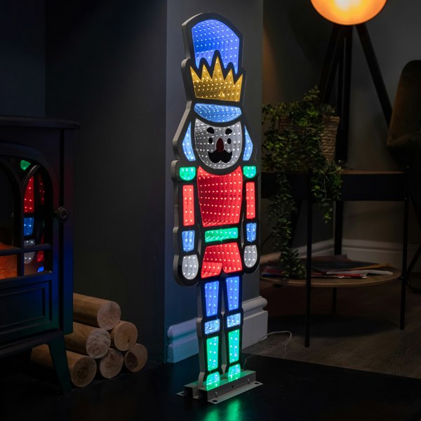 Samuel Alexander 74cm Infinity Light up Christmas Nutcracker Decoration with Multi-Coloured LEDs on Metal Base