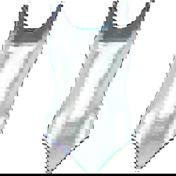 Zoggs Sea Change Thermal Ecofeel silver swimsuit with floral trim