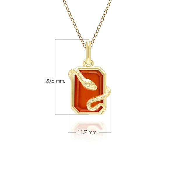 Gemondo Grand Deco Carnelian Snake Wrap Pendant Necklace In Gold Plated Sterling Silver