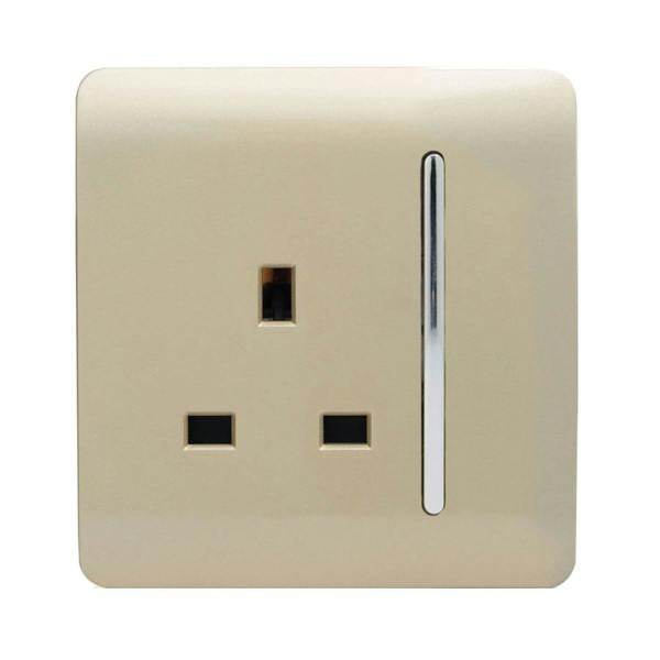 Trendi Switch 1 Gang 13 Amp Switched Plug Socket in Champagne Gold