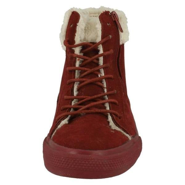 Spot On Girls Spot On Casual Suedette Ankle Boots with Faux Fur Lining