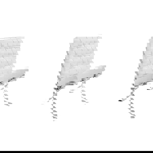 Barcelona Chair And Ottoman, White Leather-Weilai Concept-Weilai Concept