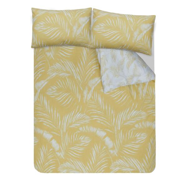 Smart Living Sketched Palm Duvet Cover With Pillowcases- Ochre