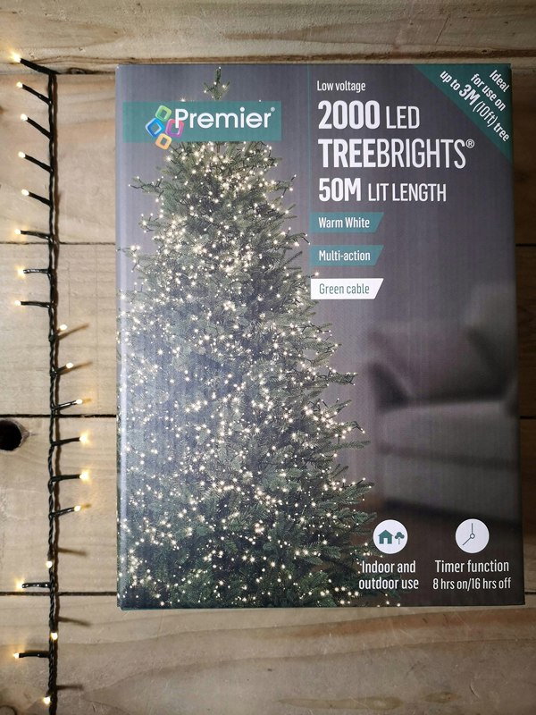 Samuel Alexander 2000 LED 50m Indoor Outdoor Christmas Multi Function Mains Operated String Lights with Timer in Warm White