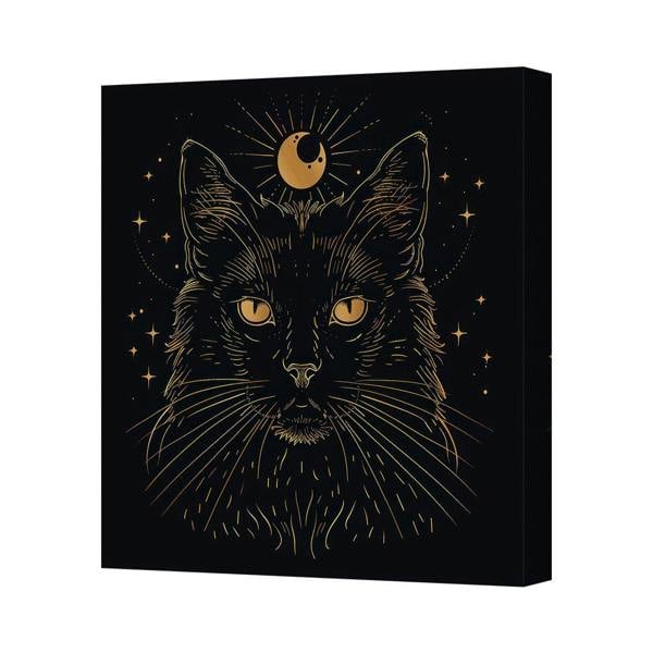 Benjamin Tate Design Gold Cat Moon Canvas Print Wall Art Handmade In The United Kingdom
