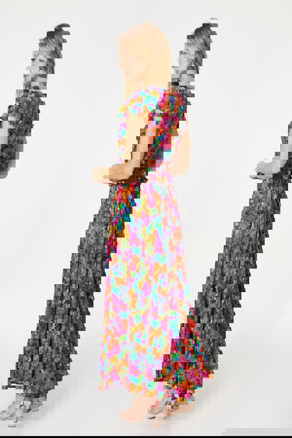 Pink | Floral Ruched Front Maxi Dress