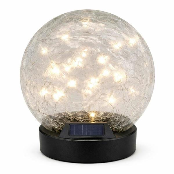 Gardenwize Giant 15cm Solar Crackle Glass Sphere Light – Warm White LED Garden Globe