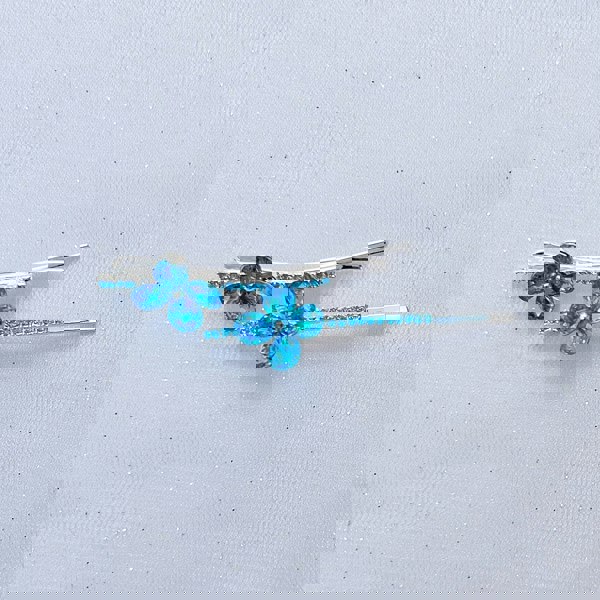 Flower Hair Grips Flower Hair Slides Teal Sparkly Hair Grips