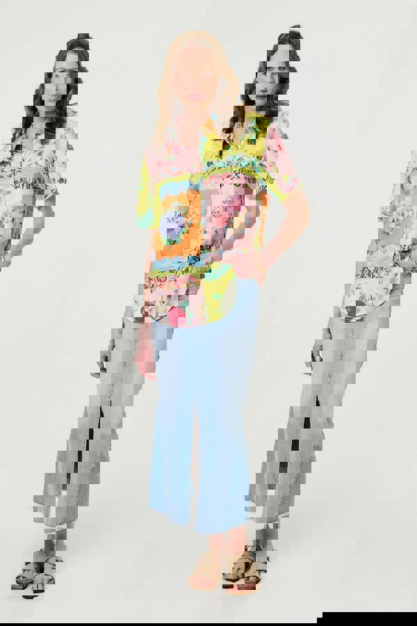 Yellow | Mosaic Print Short Sleeve Relaxed Shirt
