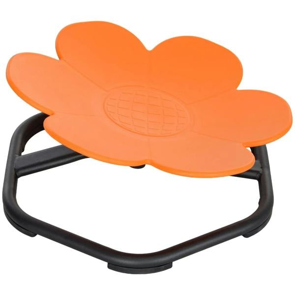Orange sensory spinning chair for kids with cloud-shaped seat and textured grip