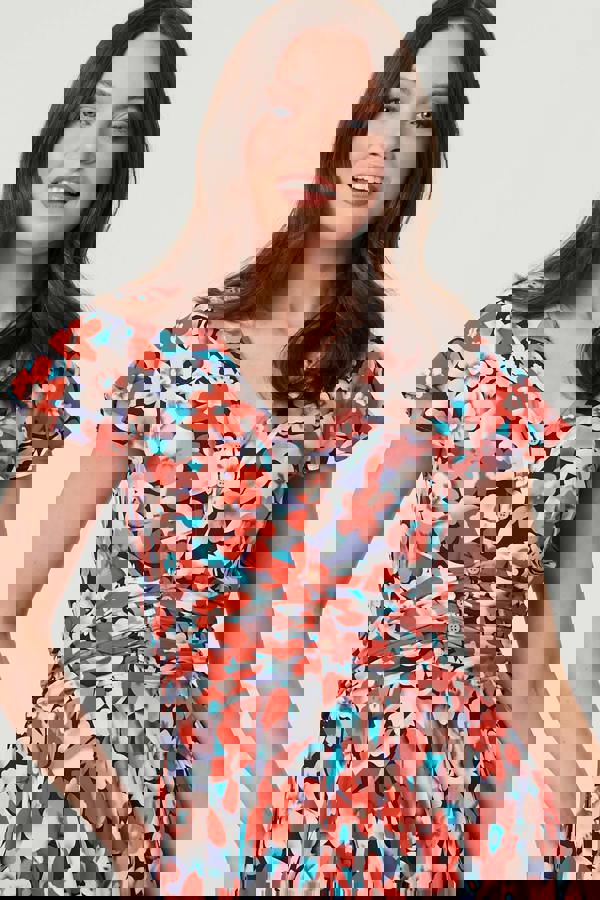 Orange | Ruched Tie Back Cap Sleeve Maxi Dress