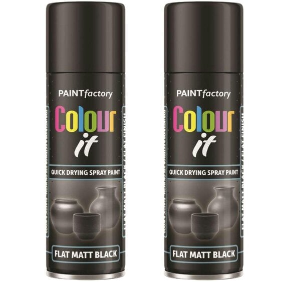 Paint Factory 2X  Flat Matt Black Spray Paint 250ml