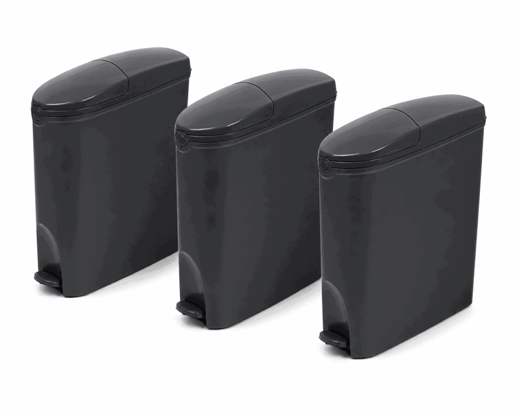 ProWashroom Pro Washroom Sanitary Bin 20L x3 Hygienic Disposal Pedal Bins Baby Hygiene Products