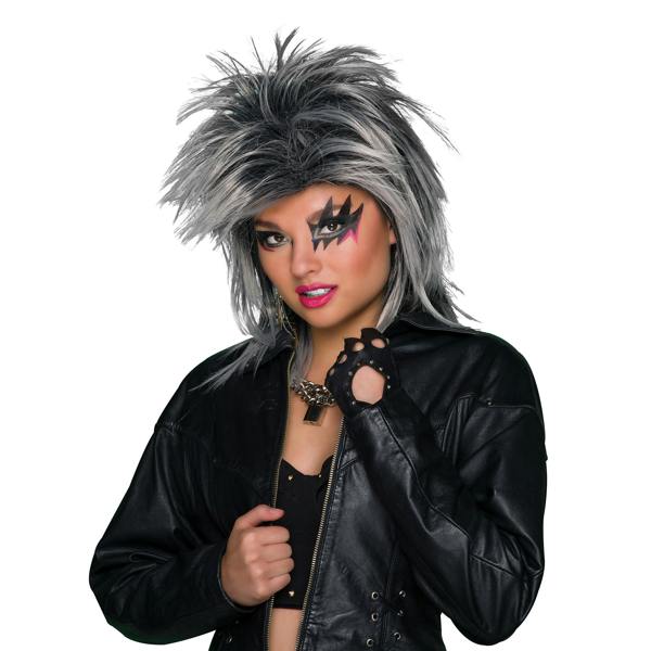Bristol Novelty Womens/Ladies Foxy Rocker Wig - Silver/Black - 