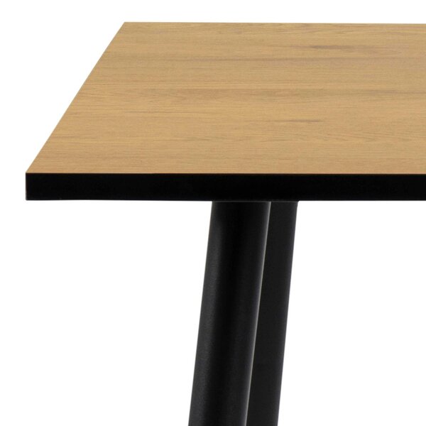 Wyld Haus Venice 4 Seater Square Wild Oak Effect Dining Table with Black Steel Legs