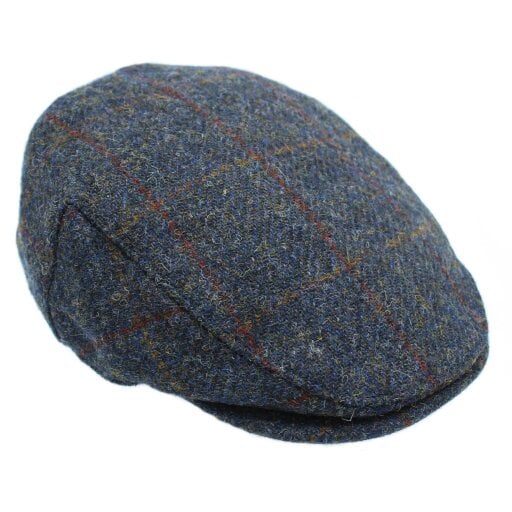 Heather Hats & Accessories Genuine Harris Tweed Wool Flat Cap, Satin Lining, Outdoor Wear, Steel Grey