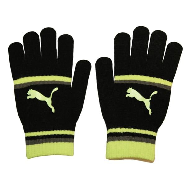 Puma Womens/Ladies Striped Gloves - Black/Hi-Vis Yellow - 