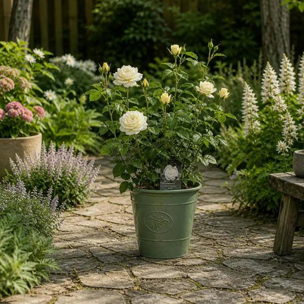 3L Silver Anniversary Cream Rose Bush - Beautiful Flowering Plant Gift