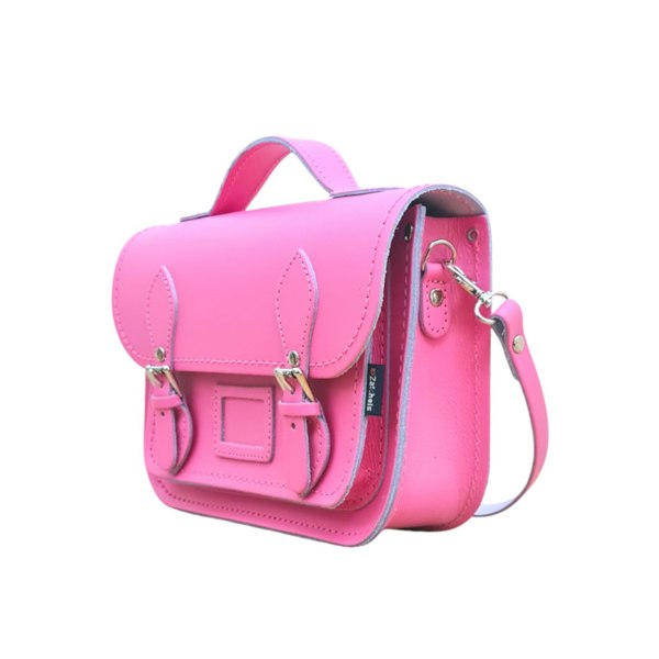 Zatchels Leather Midi Satchel - Hot Fuchsia Pink