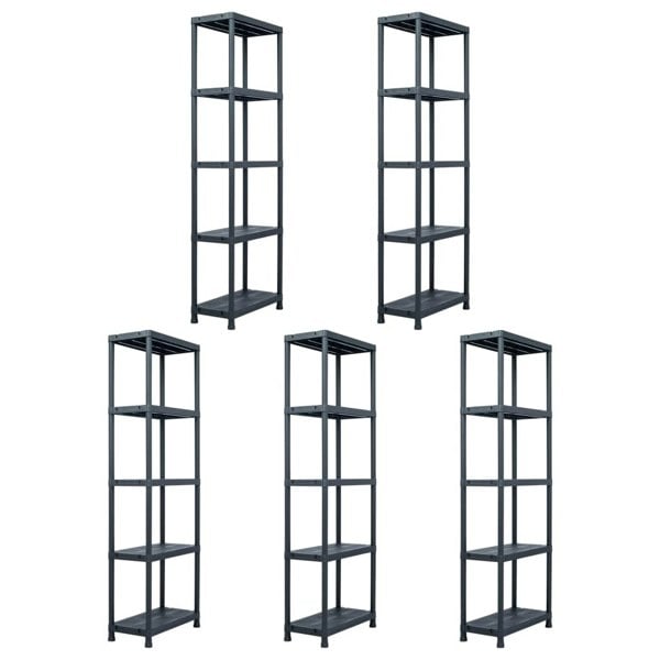 Berkfield Storage Shelf Racks 5 pcs Black 125 kg 60x30x180 cm Plastic