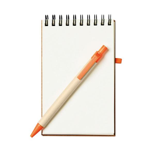 MidOcean Sonora Recycled A6 Notepad And Pen - Orange/Beige - 