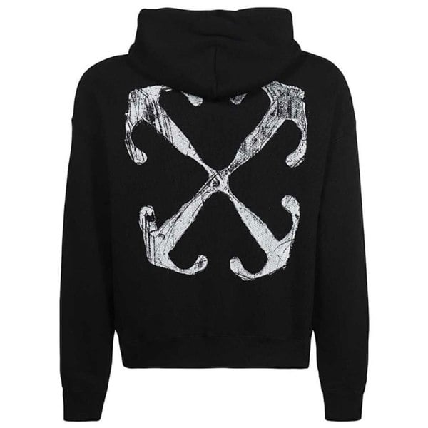 Off-White Scratch Arrow Design Skate Fit Hoodie - Black