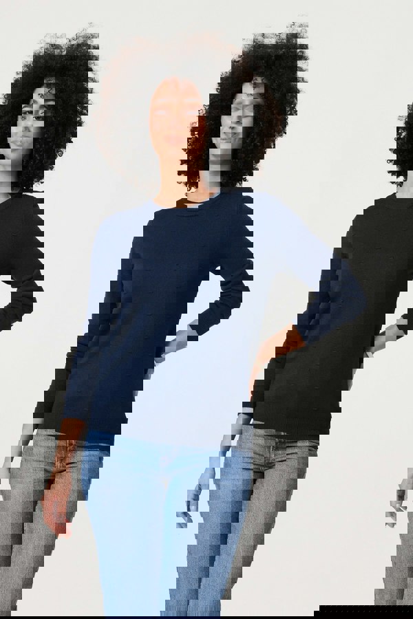 Navy | Textured  Soft Knit Long Sleeve Jumper
