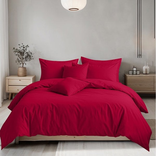 Snug City Plain Dyed Easy Care Polycotton Duvet Cover And Pillowcase/s Set Bed Linen