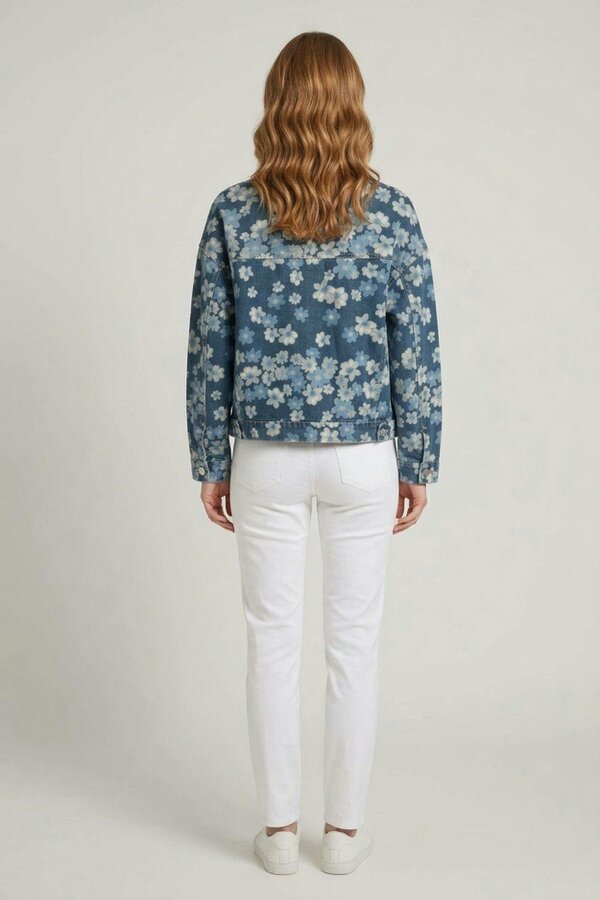 Izabel London Floral Relaxed Denim Jacket