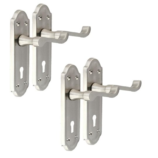 EDH Door Hardware Askworth's Premium Satin Nickel Internal Lock Door Handle Set - Perfect for Internal Doors, 170mm x 48mm"