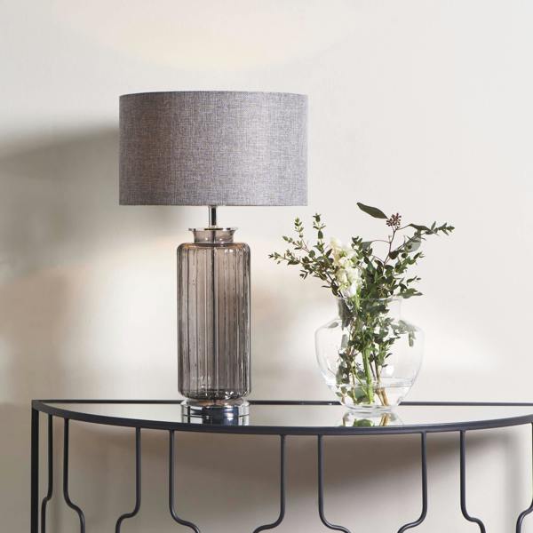 Pagazzi Lighting Brock Grey Smoked Glass Table Lamp