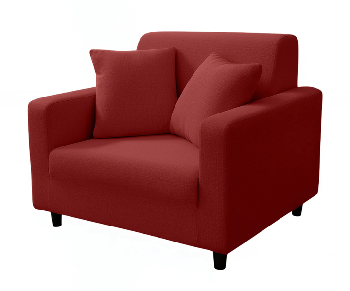 Anyseat 1 Seater Sofa Cover Plain Wine Red Style and Protection For Living Room Sofa Chair Elastic Stretchable Slipcover