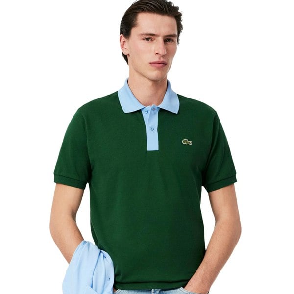 Lacoste Classic Fit Contrast Collar Polo Shirt Green/Blue
