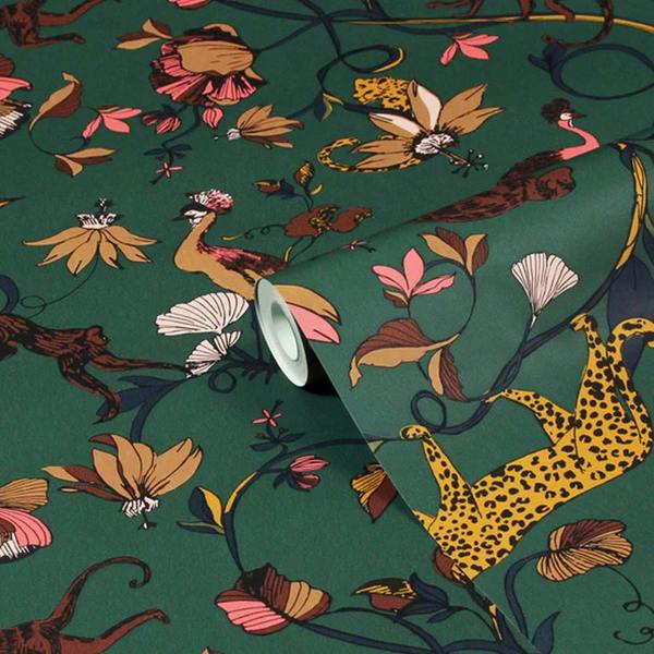 Furn Wildlings Wallpaper - Juniper Green - 