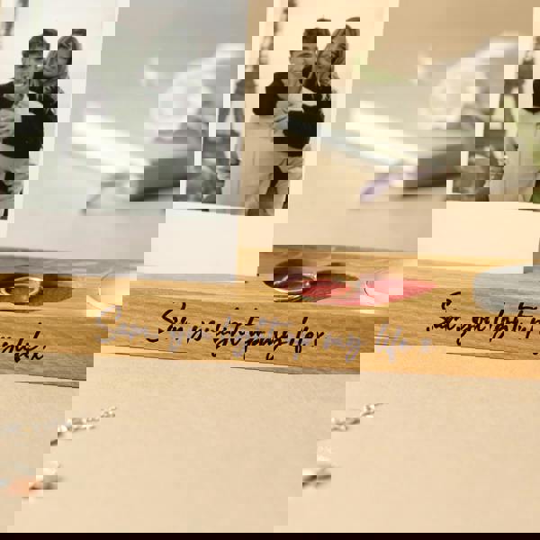 MijMoj Design Personalised Candle And Photo Holder With Heart Shape Keepsake Tray