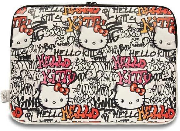Hello Kitty Zip PU Tags Graffiti Sleeve for 14" Laptop Beige - HKCSZPDGPTE