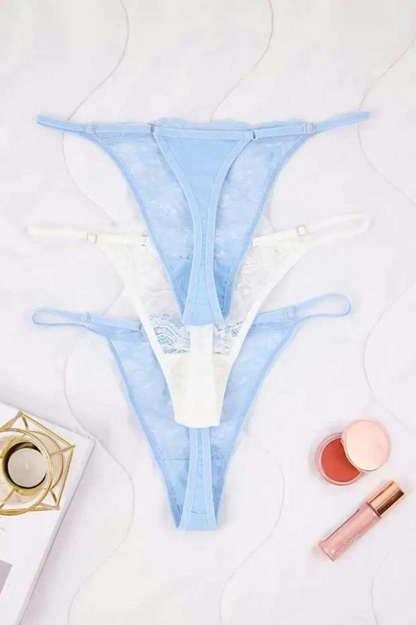 WOVCOR 3-Pack Lace Thong Knitted Panties